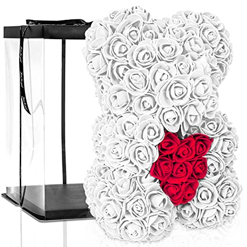 ROSEBEAR Blumenbär mit Geschenkbox - Teddy aus ewigen Rosen - Geschenk für Ihn & Sie zum Jahrestag Geburtstag Muttertag Hochzeitstag von ROSEBEAR