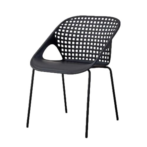 2 stücke Kunststoff Esszimmerstuhl Rückenlehne Stuhl Einfacher Wohnzimmerstuhl Stapelbarer Aufbewahrungsküchenstuhl Mit Armlehnen for Küchenbalkon(Svart) von ROSEEONNE