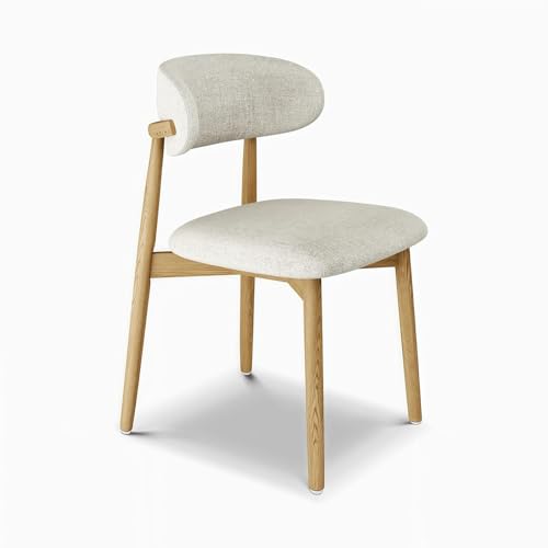 Esszimmerstühle aus Massivholz mit gebogener Rückenlehne, ergonomisch gepolsterter Sitzfläche, Beine aus Naturholz for Küchen, Wohnzimmer, Büros(Legno) von ROSEEONNE