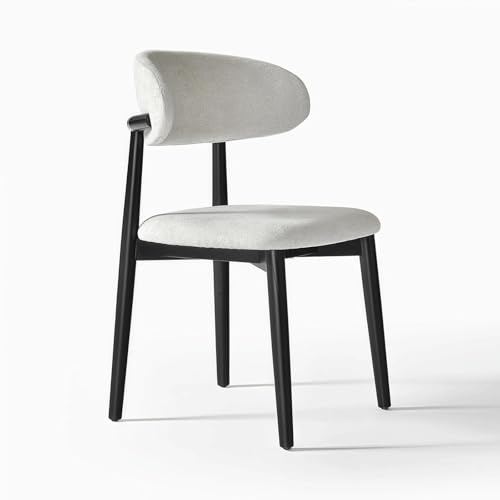 Esszimmerstühle aus Massivholz mit gebogener Rückenlehne, ergonomisch gepolsterter Sitzfläche, Beine aus Naturholz for Küchen, Wohnzimmer, Büros(Svart) von ROSEEONNE