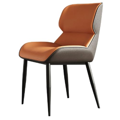 Esszimmerstühle mit Rückenlehne, gepolsterter Küchenstuhl aus Pu-Leder mit Metallbeinen for Küche und Esszimmer/Wohnzimmer(Orange) von ROSEEONNE