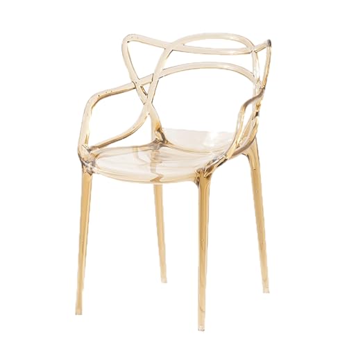 Esszimmerstuhl, transparenter Kunststoff, Kristall, for Zuhause, Rückenlehne, einfacher Wohnzimmerstuhl, stapelbarer Aufbewahrungsstuhl for die Küche(Amber) von ROSEEONNE