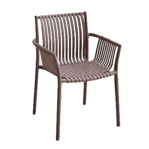 Esszimmerstuhl aus Kunststoff, for Zuhause, mit Rückenlehne, Wohnzimmerstuhl, stapelbar, mit Stauraum, Küchenstuhl mit Armlehnen for Küche und Balkon(Grey) von ROSEEONNE
