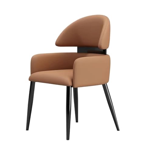 Esszimmerstuhl aus Leder mit hoher Rückfederung aus Schwamm, Küchenstuhl mit zuverlässiger Rückenlehne und Metallrahmen for Küche, Esszimmer und Schlafzimmer(Bruin) von ROSEEONNE