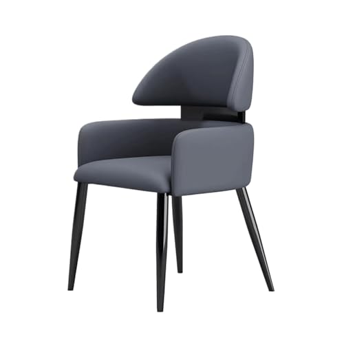 Esszimmerstuhl aus Leder mit hoher Rückfederung aus Schwamm, Küchenstuhl mit zuverlässiger Rückenlehne und Metallrahmen for Küche, Esszimmer und Schlafzimmer(Dark Gray) von ROSEEONNE