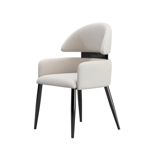 Esszimmerstuhl aus Leder mit hoher Rückfederung aus Schwamm, Küchenstuhl mit zuverlässiger Rückenlehne und Metallrahmen for Küche, Esszimmer und Schlafzimmer(Light Gray) von ROSEEONNE