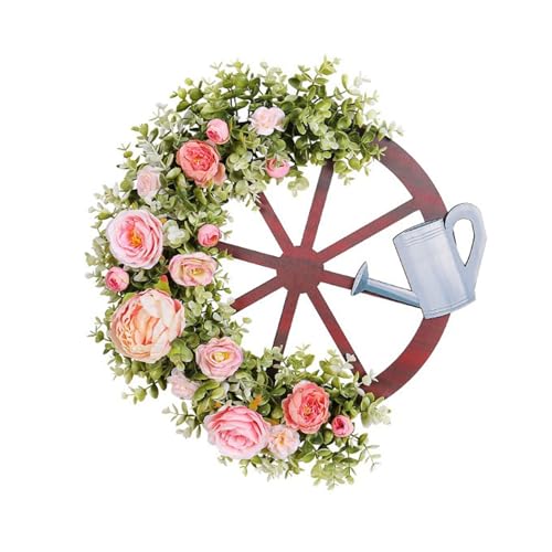 Hanging Roulette Wheel Wreath Artificial Wooden Reusable Garland for Wall Front Door Decoration and Christmas Party Decor(E) von ROSEEONNE
