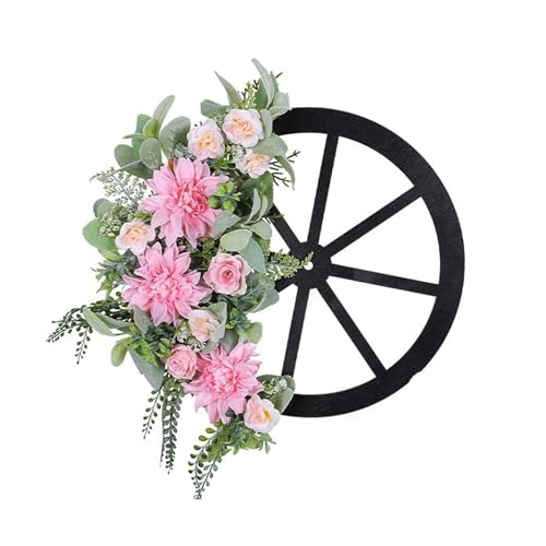Hanging Roulette Wheel Wreath Artificial Wooden Reusable Garland for Wall Front Door Decoration and Christmas Party Decor(G) von ROSEEONNE