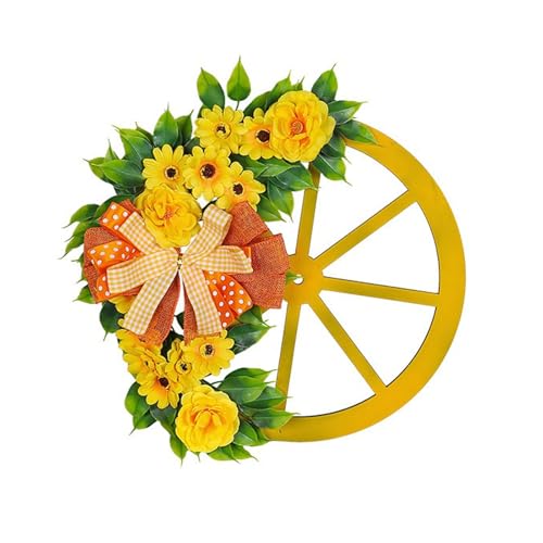 Hanging Roulette Wheel Wreath Artificial Wooden Reusable Garland for Wall Front Door Decoration and Christmas Party Decor(H) von ROSEEONNE