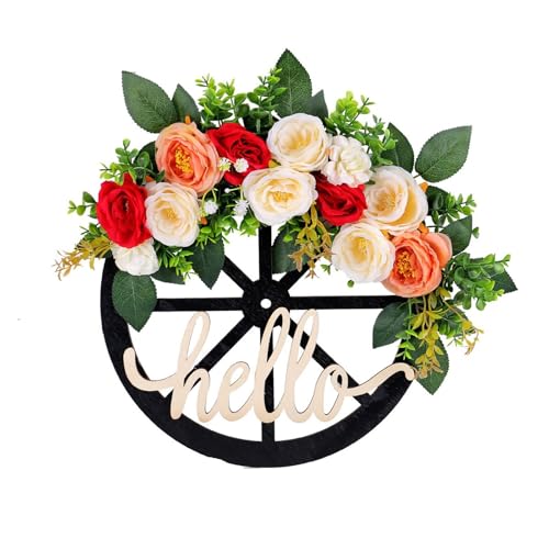 Hanging Roulette Wheel Wreath Artificial Wooden Reusable Garland for Wall Front Door Decoration and Christmas Party Decor(K) von ROSEEONNE