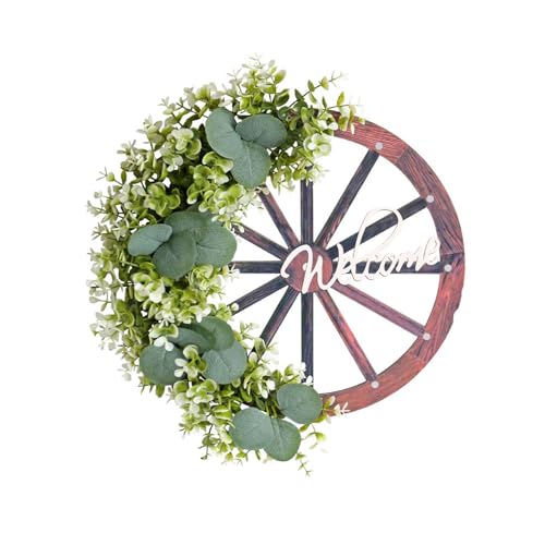 Hanging Roulette Wheel Wreath Artificial Wooden Reusable Garland for Wall Front Door Decoration and Christmas Party Decor(Large) von ROSEEONNE