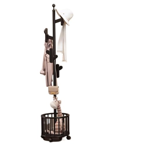 Kleiderständer Garderobenständer aus Massivholz, freistehend, mit 12 Haken, Kleiderständer mit Rollen, Kleiderbügelständer mit Wäschekorb for den Eingangsbereich des Schlafzimmers Kleiderhaken(Svart) Kleiderständer Garderobenständer aus Massivholz, freistehend, mit 12 Haken, Kleiderständer mit Rollen, Kleiderbügelständer mit Wäschekorb for den Eingangsbereich des Schlafzimmers Kleiderhaken(Svart) von ROSEEONNE