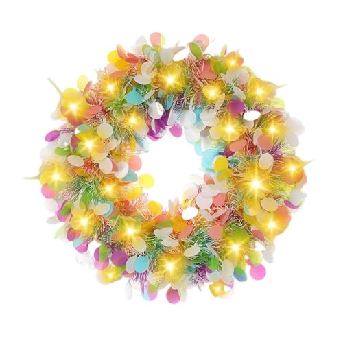 ROSEEONNE 16'' Weihnachtskranz Multifunktionale Girlande Verwendung for Türen, Bäume und Fenster Leichte und tragbare Weihnachtsdekoration(with Light) von ROSEEONNE