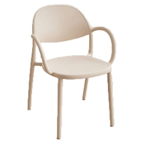 ROSEEONNE 2 Stück Esszimmerstuhl, Kunststoff-Rückenlehne, Stuhl for Zuhause, Wohnzimmer, stapelbarer Stauraum, Küchenstuhl mit Armlehnen for Balkon, Café(Blanc) von ROSEEONNE