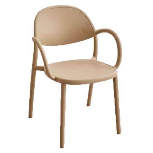 ROSEEONNE 2 Stück Esszimmerstuhl, Kunststoff-Rückenlehne, Stuhl for Zuhause, Wohnzimmer, stapelbarer Stauraum, Küchenstuhl mit Armlehnen for Balkon, Café(Kaki) von ROSEEONNE