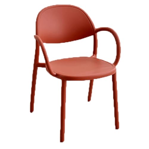 ROSEEONNE 2 Stück Esszimmerstuhl, Kunststoff-Rückenlehne, Stuhl for Zuhause, Wohnzimmer, stapelbarer Stauraum, Küchenstuhl mit Armlehnen for Balkon, Café(Rosso) von ROSEEONNE