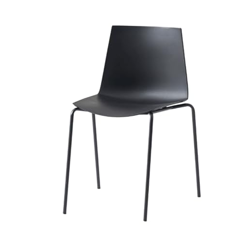 ROSEEONNE 2 Stück Stühle Kunststoff-Esszimmerstühle Metallrahmen Freizeit-Rückenlehnenstühle ohne Armlehnen Stapelbare Küchenstühle Café-Stühle(Svart) von ROSEEONNE