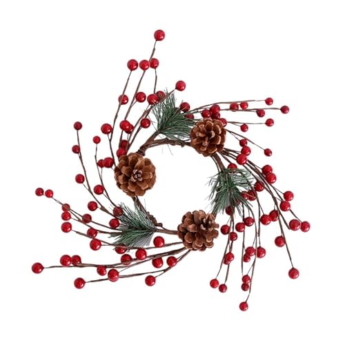 ROSEEONNE 2 stücke Kerze Kranz mit Künstliche Beeren Schneebedeckten Kiefer Nadeln Weihnachten Ornamente Weihnachten Hochzeit Tisch Dinner-Party Dekoration(A) von ROSEEONNE
