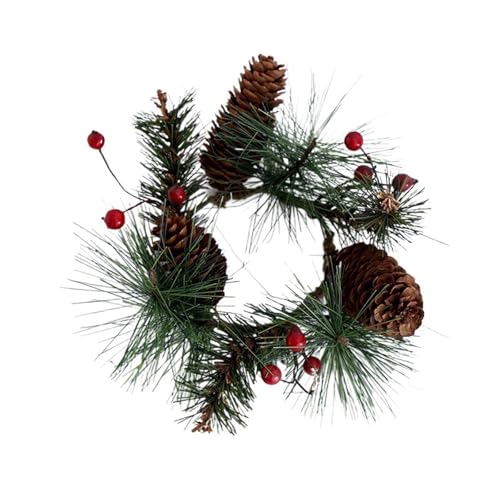 ROSEEONNE 2 stücke Kerze Kranz mit Künstliche Beeren Schneebedeckten Kiefer Nadeln Weihnachten Ornamente Weihnachten Hochzeit Tisch Dinner-Party Dekoration(C) von ROSEEONNE