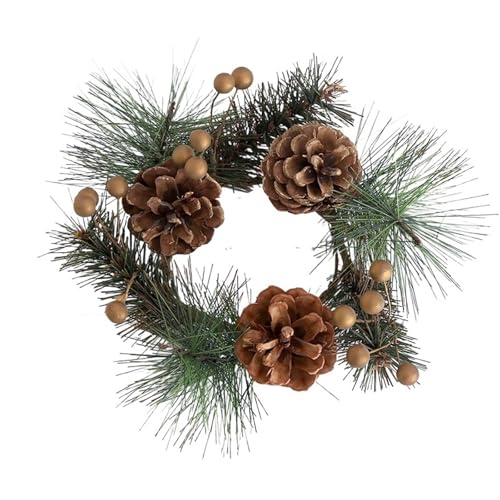 ROSEEONNE 2 stücke Kerze Kranz mit Künstliche Beeren Schneebedeckten Kiefer Nadeln Weihnachten Ornamente Weihnachten Hochzeit Tisch Dinner-Party Dekoration(E) von ROSEEONNE