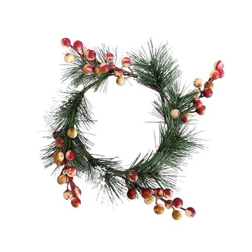 ROSEEONNE 2 stücke Kerze Kranz mit Künstliche Beeren Schneebedeckten Kiefer Nadeln Weihnachten Ornamente Weihnachten Hochzeit Tisch Dinner-Party Dekoration(F) von ROSEEONNE