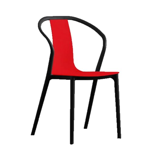 ROSEEONNE Einfache Kunststoffstühle, stapelbare Esszimmerstühle, nordischer Stil, Küchenstühle for Esszimmer, Wohnzimmer, Balkon(Rosso) von ROSEEONNE