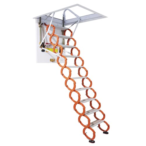 ROSEEONNE Elektrische Teleskop-Dachbodenleiter, Deckenklappleiter aus Kohlenstoffstahl, unsichtbare Dachbodenleiter, geeignet für den Innen- und Außenbereich von ROSEEONNE