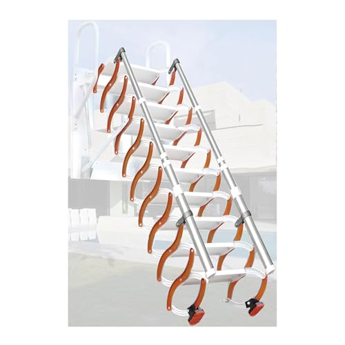 ROSEEONNE Elektrische Teleskopleiterklappleiter mit Handläufen mit der Wand montierten Loft-Leiter nimmt keinen Platz für Innen- und Außenbereiche EIN ROSEEONNE Elektrische Teleskopleiterklappleiter mit Handläufen mit der Wand montierten Loft-Leiter nimmt keinen Platz für Innen- und Außenbereiche EIN von ROSEEONNE