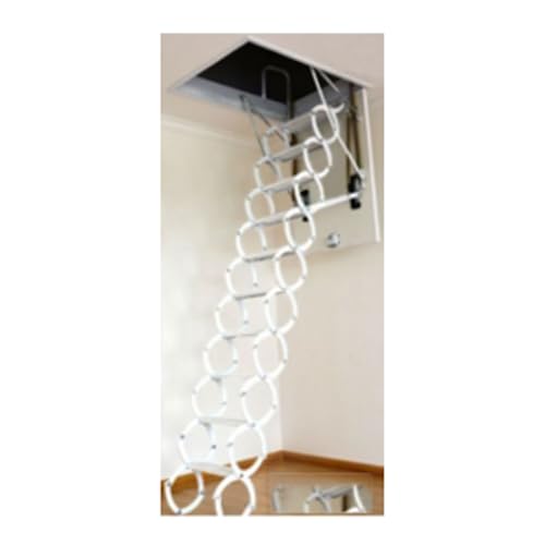 ROSEEONNE Elektrische teleskopische Leiter Pulldown Deckenloftleiter mit Handläufen High Mangan Stahlmaterial tragend 661 lb ROSEEONNE Elektrische teleskopische Leiter Pulldown Deckenloftleiter mit Handläufen High Mangan Stahlmaterial tragend 661 lb von ROSEEONNE