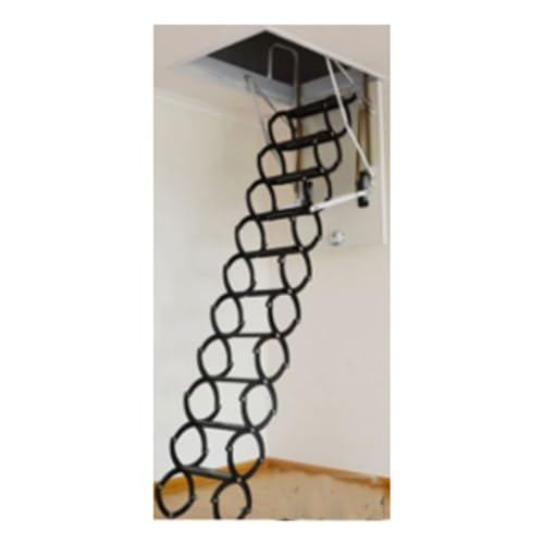 ROSEEONNE Elektrische teleskopische Leiter Pulldown Deckenloftleiter mit Handläufen High Mangan Stahlmaterial tragend 661 lb ROSEEONNE Elektrische teleskopische Leiter Pulldown Deckenloftleiter mit Handläufen High Mangan Stahlmaterial tragend 661 lb von ROSEEONNE
