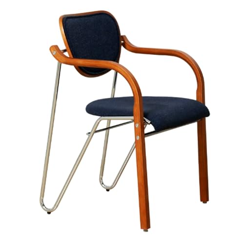 ROSEEONNE Esszimmerstuhl aus massivem Holz, Rückenlehnenstuhl for Zuhause, Eisenrahmen, Küchenstuhl, Retro-Stil, Schwammkissenstuhl, stapelbarer Kaffeestuhl(Bleu) von ROSEEONNE