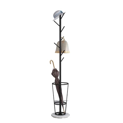 ROSEEONNE Kleiderständer Bodenstehende Garderobe aus Metall for den Eingangsbereich unten mit Halterungshalter, Baum-Design for Wohnzimmer, Schlafzimmer, Büro Kleiderhaken(Black+White) von ROSEEONNE