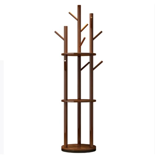 ROSEEONNE Kleiderständer Drehgarderobe aus Massivholz, freistehender Kleiderständer mit 3 Ablagen und Haken, Garderobenbaum for Schlafzimmer, Eingangsbereich, Wohnzimmer Kleiderhaken ROSEEONNE Kleiderständer Drehgarderobe aus Massivholz, freistehender Kleiderständer mit 3 Ablagen und Haken, Garderobenbaum for Schlafzimmer, Eingangsbereich, Wohnzimmer Kleiderhaken von ROSEEONNE