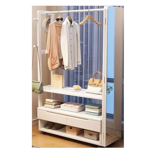 ROSEEONNE Kleiderständer Garderobenregal Haken Aufbewahrung Kleiderbügel Bodenstehende Garderobe aus Massivholz Eingangstür Hängebereich Schlafzimmer for Zuhause Kleiderhaken(Blanc,107cm) von ROSEEONNE