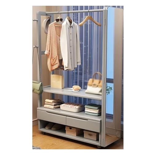 ROSEEONNE Kleiderständer Garderobenregal Haken Aufbewahrung Kleiderbügel Bodenstehende Garderobe aus Massivholz Eingangstür Hängebereich Schlafzimmer for Zuhause Kleiderhaken(Gris,107cm) von ROSEEONNE