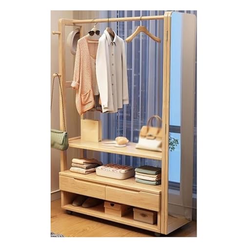 ROSEEONNE Kleiderständer Garderobenregal Haken Aufbewahrung Kleiderbügel Bodenstehende Garderobe aus Massivholz Eingangstür Hängebereich Schlafzimmer for Zuhause Kleiderhaken(Legno,107cm) von ROSEEONNE