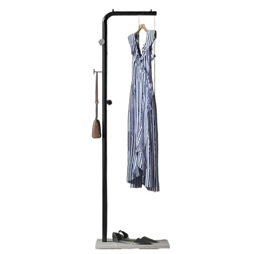 ROSEEONNE Kleiderständer Garderobenständer Bodenhängende Kleiderständer Schlafzimmer Einfache Garderobe Home Wohnzimmer Kleiderständer Mit Seitenhaken Kleiderhaken(Black+White,150cm) von ROSEEONNE