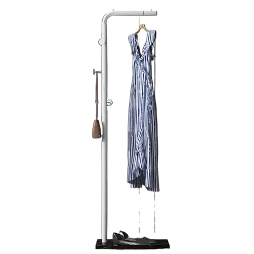 ROSEEONNE Kleiderständer Garderobenständer Bodenhängende Kleiderständer Schlafzimmer Einfache Garderobe Home Wohnzimmer Kleiderständer Mit Seitenhaken Kleiderhaken(White+Black,170cm) von ROSEEONNE