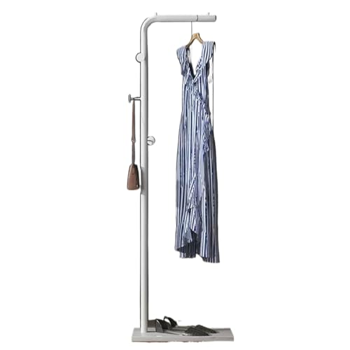 ROSEEONNE Kleiderständer Garderobenständer Bodenhängende Kleiderständer Schlafzimmer Einfache Garderobe Home Wohnzimmer Kleiderständer Mit Seitenhaken Kleiderhaken(White+White,170cm) von ROSEEONNE