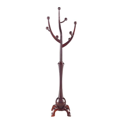 ROSEEONNE Kleiderständer Garderobenständer und -ständer aus Massivholz, freistehender Garderobenbaum mit 8 Haken for Hüte, Taschen, Geldbörsen for den Eingangsbereich Kleiderhaken(Black-red) von ROSEEONNE