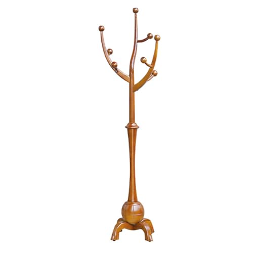 ROSEEONNE Kleiderständer Garderobenständer und -ständer aus Massivholz, freistehender Garderobenbaum mit 8 Haken for Hüte, Taschen, Geldbörsen for den Eingangsbereich Kleiderhaken(Teak) von ROSEEONNE