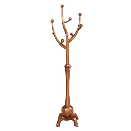 ROSEEONNE Kleiderständer Garderobenständer und -ständer aus Massivholz, freistehender Garderobenbaum mit 8 Haken for Hüte, Taschen, Geldbörsen for den Eingangsbereich Kleiderhaken(Walnut) von ROSEEONNE