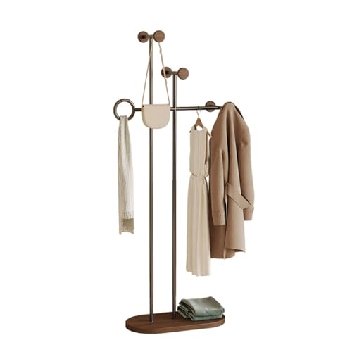 ROSEEONNE Kleiderständer Hochleistungs-Kleiderständer aus Metall, stehender Kleiderständer for Aufhängen von Kleidung, Regale aus Edelstahl, Hander-Ständer Kleiderhaken(Walnut) von ROSEEONNE