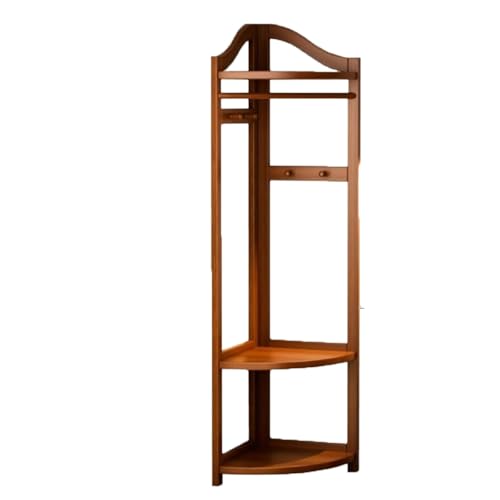 ROSEEONNE Kleiderständer Stehgarderobe Wand-Eckgarderobe Haushalts-Mehrschicht-Kleiderbügel Einfacher Kleiderständer Multifunktional Compatible with Den Schlafzimmereingang Kleiderhaken(Bruin) von ROSEEONNE