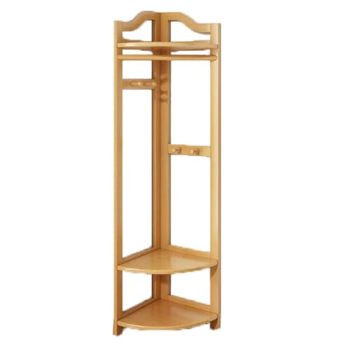 ROSEEONNE Kleiderständer Stehgarderobe Wand-Eckgarderobe Haushalts-Mehrschicht-Kleiderbügel Einfacher Kleiderständer Multifunktional Compatible with Den Schlafzimmereingang Kleiderhaken(Natural) von ROSEEONNE