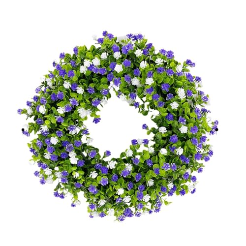 ROSEEONNE Künstlicher Schleierkraut-Kranz for die Haustür, Girlande for Fenster, Wand, wetterfest, Blumendekor for die Veranda im Freien for alle Jahreszeiten(50cm) von ROSEEONNE