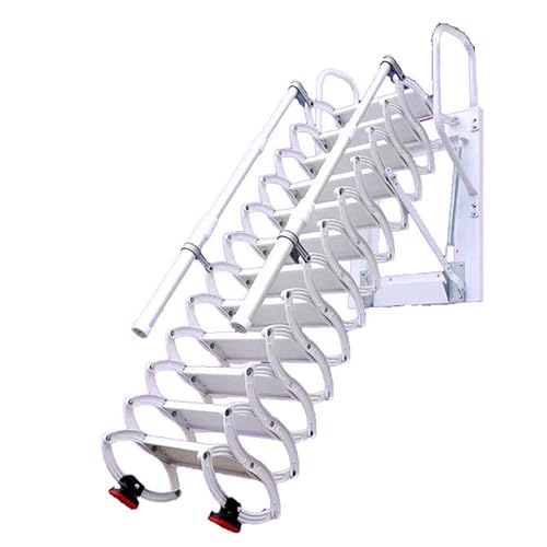 ROSEEONNE Manuelle Teleskopleiter Titanium-Magnesium-Legierung Loft Ladder mit Handläufen unsichtbare Klappleiter für Innen- und Außenbereiche von ROSEEONNE