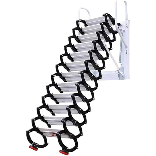 ROSEEONNE Manuelle Teleskopleiter Titanium-Magnesium-Legierung Loft Ladder mit Handläufen unsichtbare Klappleiter für Innen- und Außenbereiche von ROSEEONNE