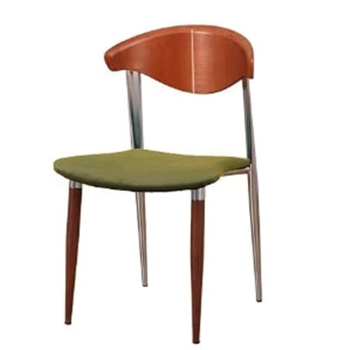 ROSEEONNE Nordischer Retro-Esszimmerstuhl, Standardstuhl, Massivholzstuhl, Heimlehnenstuhl, einfacher Kaffeestuhl, Metallrahmen, Küchenstuhl(Walnut-Green) von ROSEEONNE