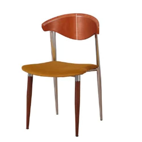 ROSEEONNE Nordischer Retro-Esszimmerstuhl, Standardstuhl, Massivholzstuhl, Heimlehnenstuhl, einfacher Kaffeestuhl, Metallrahmen, Küchenstuhl(Walnut-Yellow) von ROSEEONNE